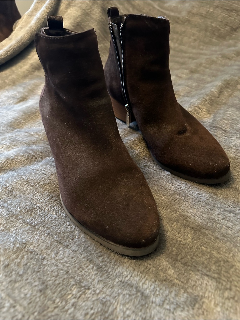 Blondo Brown Suede Ankle Booties with Side Zip